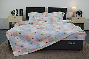 Bộ Ga 4 món Cotton Đũi Tatana mền mịn, thoáng mát  Mẫu ngẫu nhiên ( chọn mẫu ib shop )