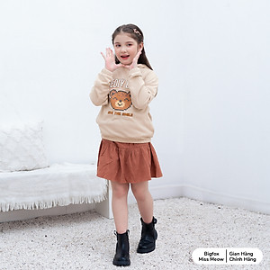 Áo nỉ cho bé gái BIGFOX MISS MEOW size đại mùa thu đông có mũ giữ ấm in Gấu kiểu Hàn cỡ trẻ em 7-15 tuổi 30kg 45kg 1975