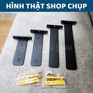 Bộ 2 giá đỡ kệ chữ T dày 5mm, pát sắt đỡ kệ gỗ, ke treo tủ tường, decor trang trí Legaxi