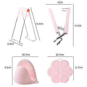 Bộ dụng cụ 6 món kẹp gắp đồ nóng găng tay bắc nồi miếng rửa chén silicon - giao mầu ngẫu nhiên