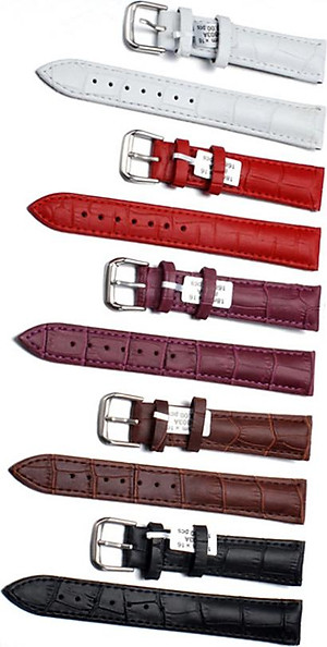 Dây da đồng hồ nam nữ da bò thật dập vân cá sấu bền đẹp