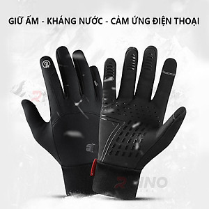Găng tay giữ ấm mùa đông chống gió, kháng nước mưa Rhino G101 Bao tay thể thao cảm ứng điện thoại đi xe máy, xe đạp lót nỉ cho nam nữ,  bảo hộ đi phượt