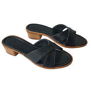 Dép Cao Gót Nữ BIGGBEN Da Bò Cao 4 Phân DCG71