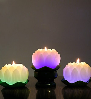 Nến thơm hoa sen lớn đổi màu đèn LED MIC5272 (Lựa chọn: vàng nhạt, hồng nhạt)
