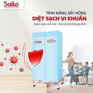 Tủ Sấy Quần Áo Đa Năng Thanh Khung Inox To Dày Saiko CD-1800 (1800W) - Màu Ngẫu Nhiên - Hàng Chính Hãng