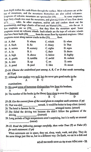 Sách Bộ Đề Thi Tuyển Sinh Vào Lớp 10 Môn Tiếng Anh ( Lưu Hoằng Trí )
