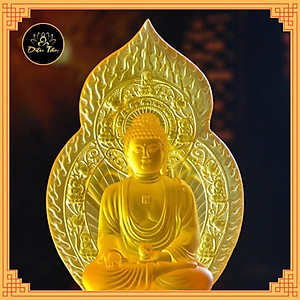 Tượng phật A Di Đà lưu ly cao 18cm tượng ADIDA trang trí để xe ô tô đồ thờ cúng phong thủy Diệu Tâm