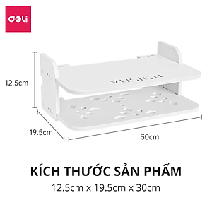Kệ Wifi Treo Tường , Giá Đỡ Wifi Đầu Kỹ Thuật Số Modem Máy Chiếu Chất Liệu Cao Cấp Màu Trắng 2 Tầng Không Cần Khoan Deli - VS960 VS961