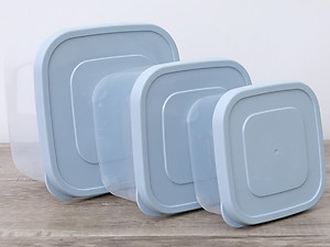 Bộ 3 hộp thực phẩm vuông Hokkaido 500-1000-2000ml ( Tặng kèm Sticker) - INOCHI - chất lượng tiêu chuẩn Nhật Bản