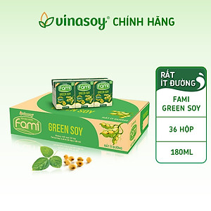 Thùng sữa đậu nành Vinasoy Fami Green soy rất ít đường (**) (36 hộp x 180ml)