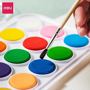 Màu Nước Dạng Nén Deli 8 12 21 Màu Phiên Bản Mới Water Color Kèm Cọ Vẽ Chuyên Nghiệp