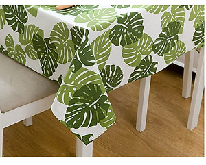 Khăn trải bàn canvas lá tropical - khăn trải bàn nhà hàng - phòng khách - phòng ăn KB36(140x180cm)