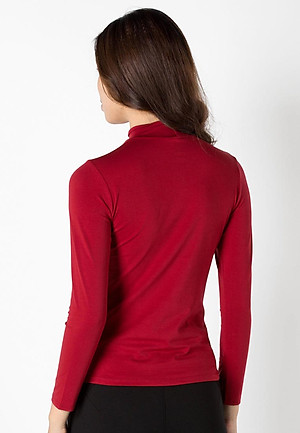 Áo thun giữ nhiệt nữ tay dài cổ cao 5 phân Vicci vải premium cotton mềm mịn ôm dáng
