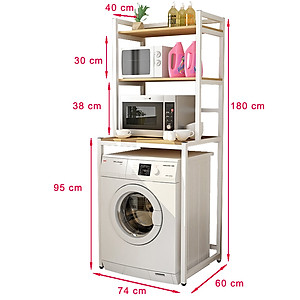 Kệ máy giặt 3 tầng cửa trước KMG01N thương hiệu 9House kệ để đồ trên máy giặt loại khung thép dày dặn sơn tĩnh điện chống bong tróc, gỗ lõi xanh phủ melamine chống nước cực bền, Sản xuất tại Việt Nam - Hàng chính hãng