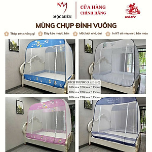 Màn Chụp Đỉnh Vuông Cao Cấp Mộc Miên - Kích Thước 1,6mx2m ( Hình thật )