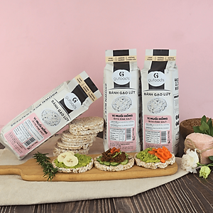 Bánh gạo lứt GUfoods vị Muối hồng -  Không chiên dầu, Không đường, Lành mạnh, Phù hợp Eat clean, Ăn vặt healthy, Thực dưỡng, Tập gym, Thuần chay
