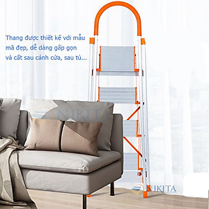 Thang ghế tay vịn gia đình xếp gọn, bậc thang to kèm tay vịn đảm bảo an toàn -Hàng chính hãng NIKITA
