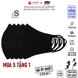 Khẩu trang vải Azumikichi màu đen, khẩu trang thời trang cao cấp sang trọng