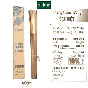 Nhang Trầm Hương Đặc Biệt  3 Lành Dài 23-30-40cm, Hộp 100-400gr Sạch Tự Nhiên 100% Không Hóa Chất 7-12 Năm Trầm Thờ Cúng Dâng Hương Xông Nhà