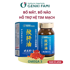 Dầu Gan Cá Mập Omega 3 Astaxanthin Genki Fami Nhật Bản, Bổ Mắt, Bổ Não Tốt Cho Tim Mạch Hộp 90 viên