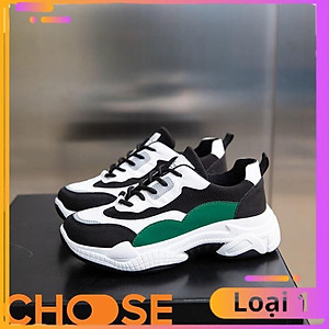 Giày Sneaker Nữ Choose Thể Thao Đế Độn 5cm Họa Tiết Phản Quang Phối Màu Đen Xanh Rêu Đẹp Mắt G29K9