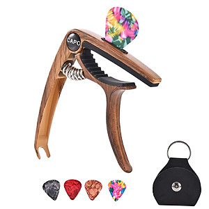 3in1 Alloy Universal Guitar Capo with 5 Picks and Leather Pick Holder for Acoustic Guitars Electric Guitar Ukuleles Mandolins Bass Guitars
