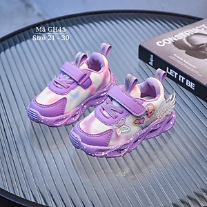 Giày thể thao bé gái có đèn LED phát sáng họa tiết Elsa thiên thần xinh xắn và dễ thương 1 2 3 4 5 tuổi phong cách GH45
