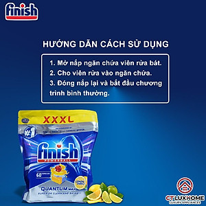 Viên rửa chén bát Finish Quantum Max 60 viên hương chanh 