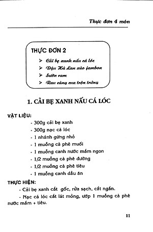 Sách Thực Đơn Bốn Món