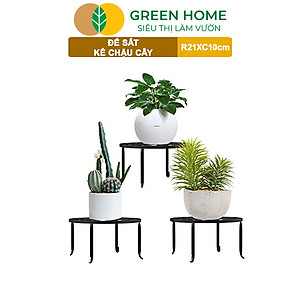 Đế Kê Chậu Cây Greenhome, R21xc10cm, Bằng Sắt Sơn Tĩnh Điện, Màu Đen, Uốn Mỹ Nghệ, Bền, Đẹp, Nhiều Hình Dạng Lựa Chọn