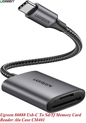 Ugreen UG80888CM401TK SD/TF chuẩn USB 3.1 Type C Đầu đọc thẻ nhớ vỏ nhôm cao cấp - HÀNG CHÍNH HÃNG