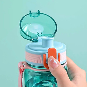 Bình Nước Nhựa Thể Thao 650ml, Dây Xách Tiện Lợi, Bình Nhựa Tập Gym, Chạy Bộ 