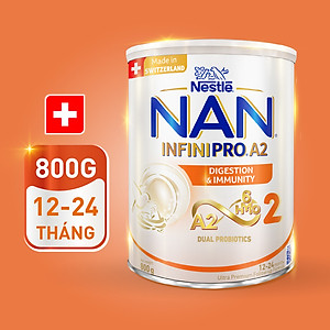 Sữa bột NAN INFINIPRO A2 2 với công thức đầu tiên chứa đạm A2, 6HMO & Lợi khuẩn kép nhập khẩu Thụy Sĩ - Hộp 800g (12 - 24 tháng)