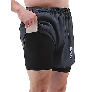 Quần chạy bộ nam Kiotool 2 lớp thoáng khí, thấm hút mồ hôi và khô nhanh, thoải mái vận động