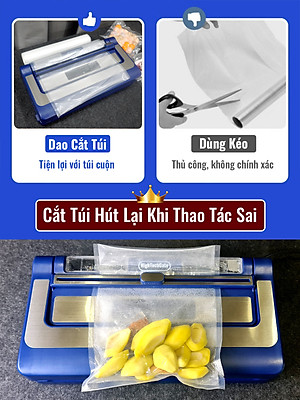 Máy hút chân không VS-86 hút mọi loại túi, tích hợp hàn thông minh, hút khô và hút ướt dễ dàng với 2 bình nước thải, sử dụng 2 motor hút mạnh mẽ, hút và thổi phồng tiện lợi, hàng chính hãng