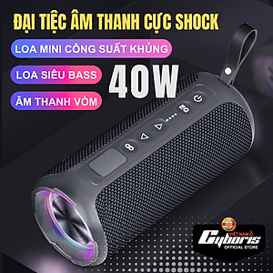 Loa Nghe Nhạc Bluetooth Cyboris S7, Loa siêu Bass, Công suất 40W, Chống nước IPX7, Pin 4000mAh. Hàng chính hãng