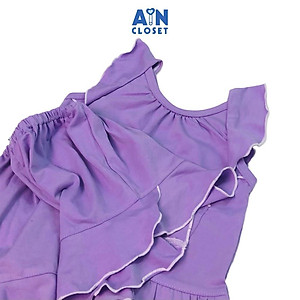 Bộ quần áo ngắn bé gái Tím cà sát nách thun cotton - AICDBGLKDYQH - AIN Closet