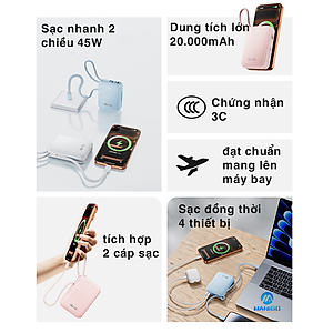 Pin sạc dự phòng ROCKSPACE C04 sạc nhanh 45W kèm dây sạc, dung lượng 10000mAh - hàng chính hãng có bảo hành