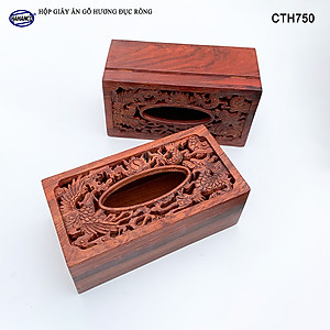 Hộp Giấy Ăn Bằng Gỗ Hương (Cỡ lớn - đủ mẫu) Đục Khắc Hoa Văn Tinh Xảo/Độc Đáo