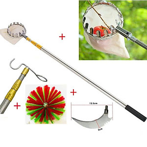 Bộ Sào Vợt Inox Hái Trái Cây Trên Cao 6M – Rút Dài, Kèm 4 Phụ Kiện Cao Cấp Loại 1