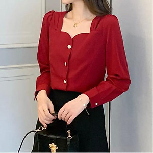 Áo kiểu Judy cổ vuông phối nút sang trọng - form dáng chuẩn, dễ dàng mix cùng chân váy, quần mặc dự tiệc, đi làm