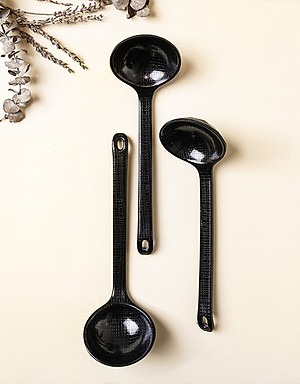 muỗng, muôi canh bằng melamine cao cấp màu đen