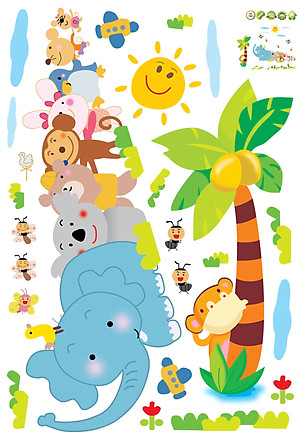 Decal dán tường rồng rắn lên mây voi xanh