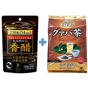 Combo Giấm đen hỗ trợ giảm cân Orihiro và Trà ổi hỗ trợ giảm cân Orihiro Nhật Bản