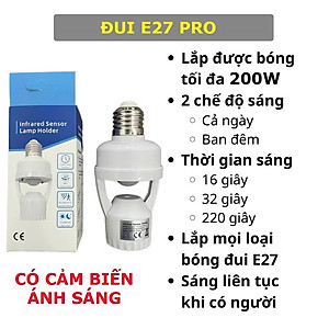 Đui Đèn Cảm Biến Chuyển Động Tự Bật Tắt E27, Đuôi Đèn Xoáy Cảm Ứng Radar Tiết Kiệm Điện - HÀNG CHÍNH HÃNG MINIIN