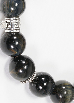 Vòng Mắt Hổ Xanh Đen Phối Charm Hoa Sen Bạc (10mm) Ngọc Quý Gemstones