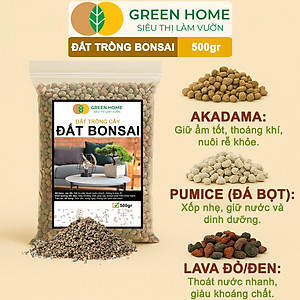 Đất Trồng Cây Bonsai Greenhome, Bao 500GR, Promix, Trộn Sẵn, Tiện Dụng, Giữ Ẩm Tốt, Thoáng Khí, Rễ Khoẻ, Thân To