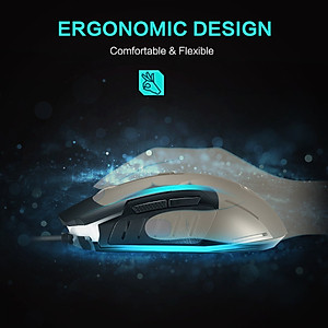 Chuột chơi game văn phòng có dây USB PICTEK T9 3200 DPI 6 nút - Hàng chính hãng