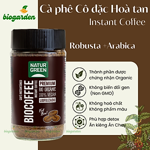 Cà phê hòa tan nguyên chất hữu cơ 100gr - NaturGreen