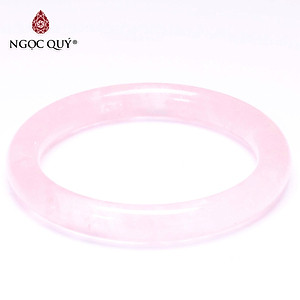 Vòng tay liền khối đá thạch anh hồng bản tròn mệnh hỏa. thổ - Ngọc Quý Gemstones